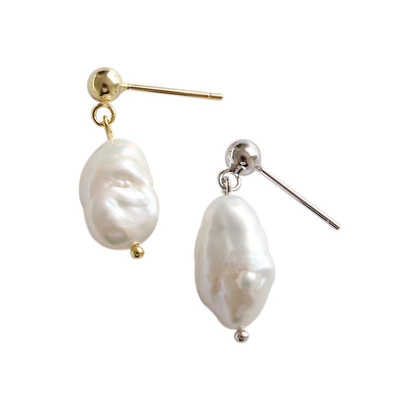 Elegant Oval Natural Pearls Dangling Earrings - Gold-Plated Silver Pearl Earrings for women - Perfect Pearl Earrings with Gift Wrapping Included