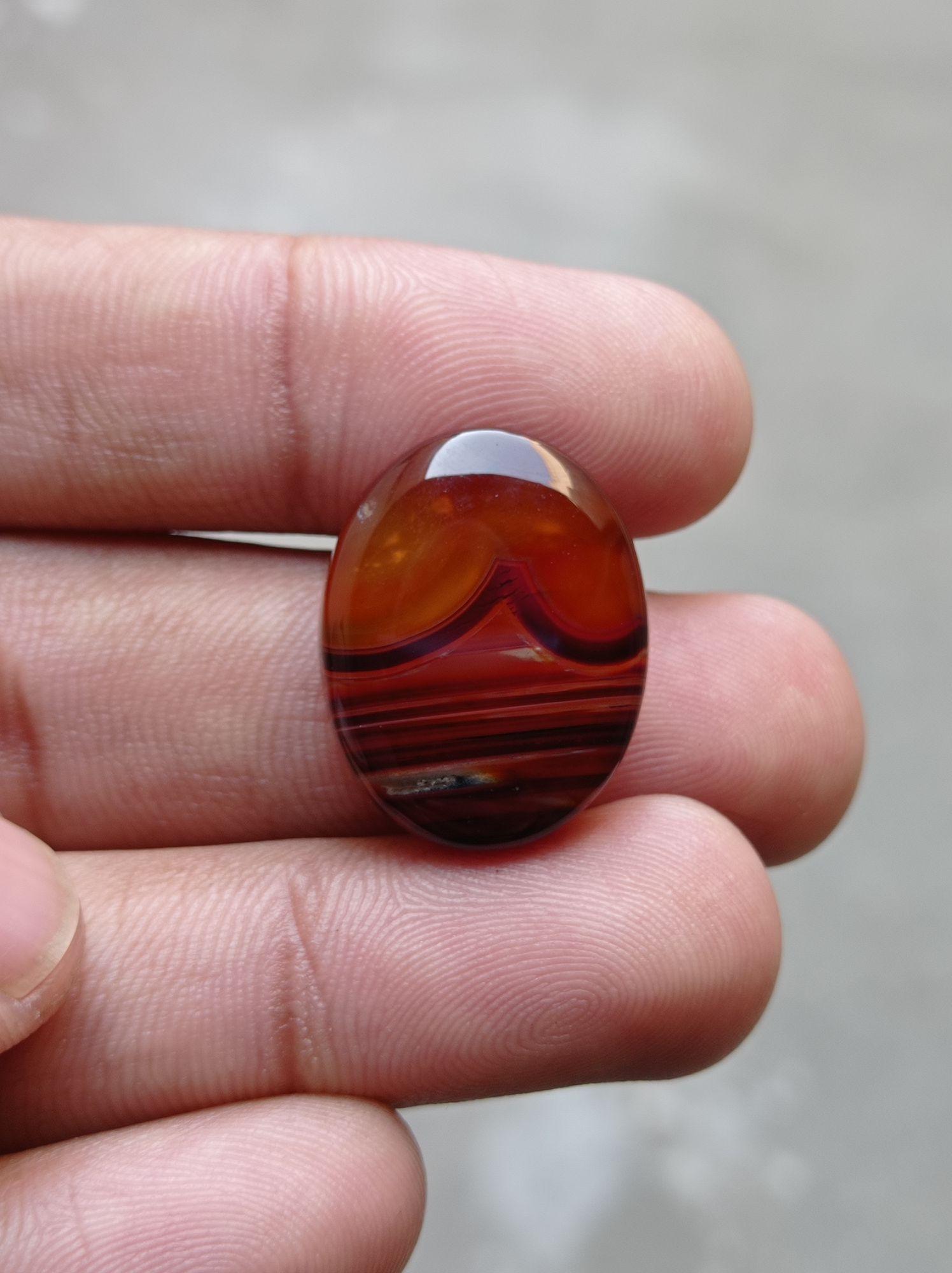 25ct Banded Agate Cabochon - Sulaimani Aqeeq - 24x19mm