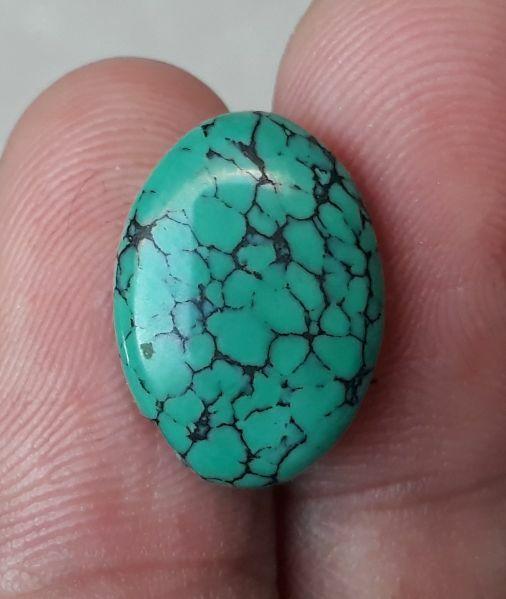 فيروز طبيعي مع عروق - Green Matrix Turquoise-7.65 Ct-17x12mm