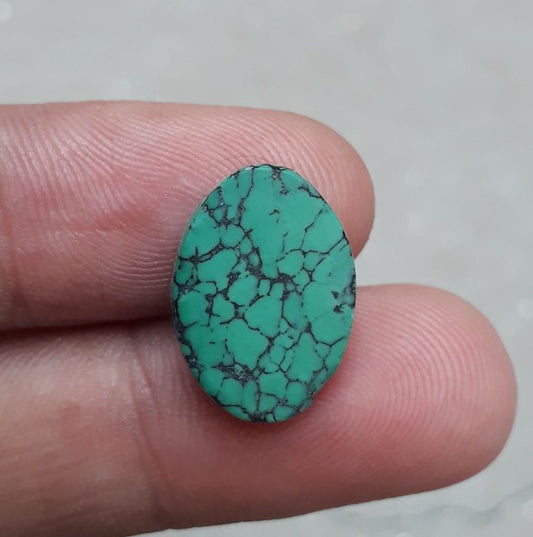 فيروز طبيعي مع عروق - Green Matrix Turquoise-7.65 Ct-17x12mm