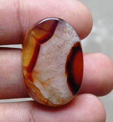 Layered Agate Cabochon - Sulaimani Aqeeq - 32x23mm