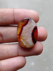 Layered Agate Cabochon - Sulaimani Aqeeq - 32x23mm