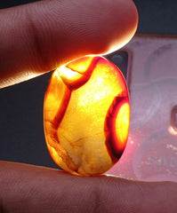 Layered Agate Cabochon - Sulaimani Aqeeq - 32x23mm