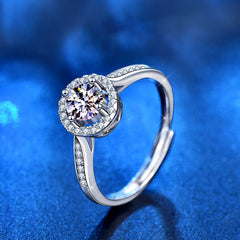 Women Moissanite Dimond Border Anti Tarnish Ring, 925 Sterling Silver Adjustable Ring, Anniversary Ring