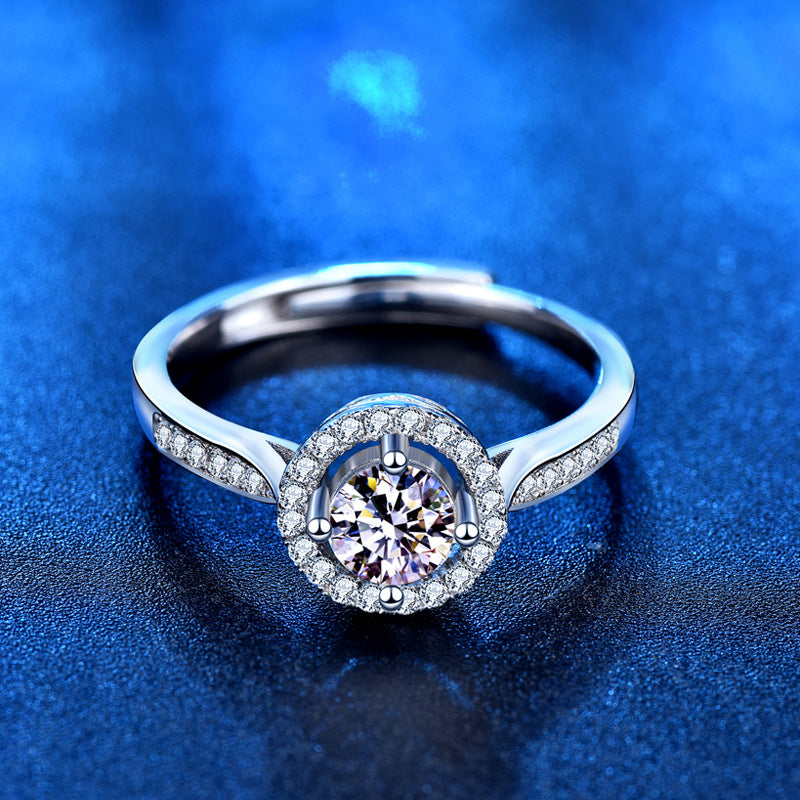 Women Moissanite Dimond Border Anti Tarnish Ring, 925 Sterling Silver Adjustable Ring, Anniversary Ring