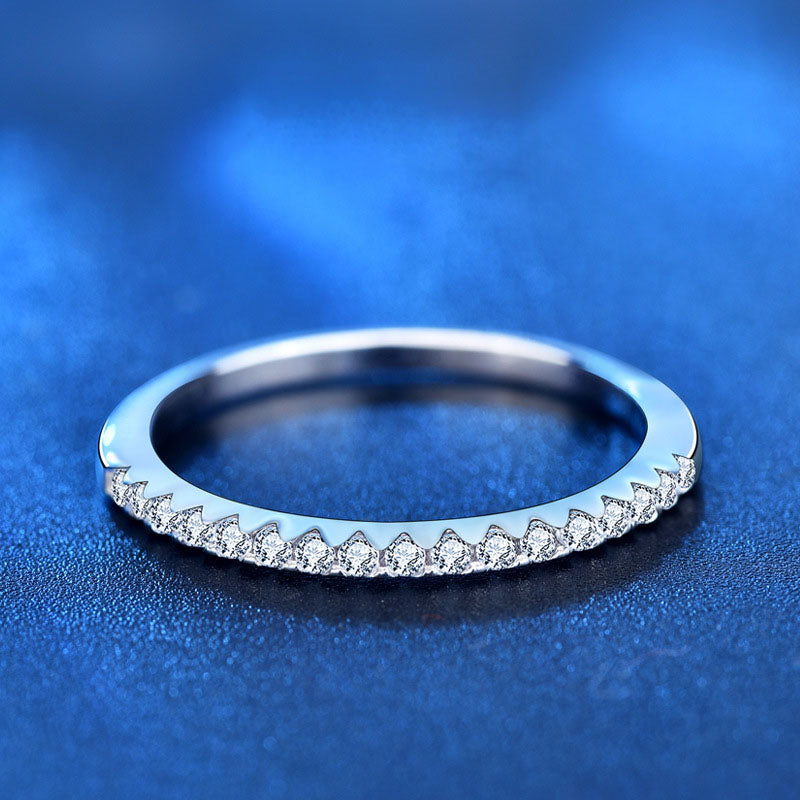 خاتم نسائي بسيط بخطوط ألماس مويسانيتي، خاتم من الفضة الإسترليني عيار 925 مضاد للتشويه، أفضل هدية