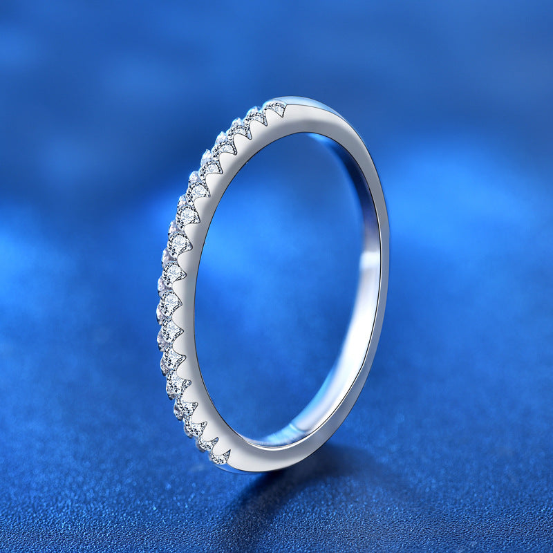 Women Simple Moissanite Diamond Lines Ring, Anti Tarnish 925 Sterling Silver Ring, Best Gift