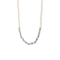 Asymmetry Oval Natural Pearl Waterdrop Necklace - Gold-Plated Silver Pearl Necklace - Perfect Pearl Necklace with Gift Wrapping Included