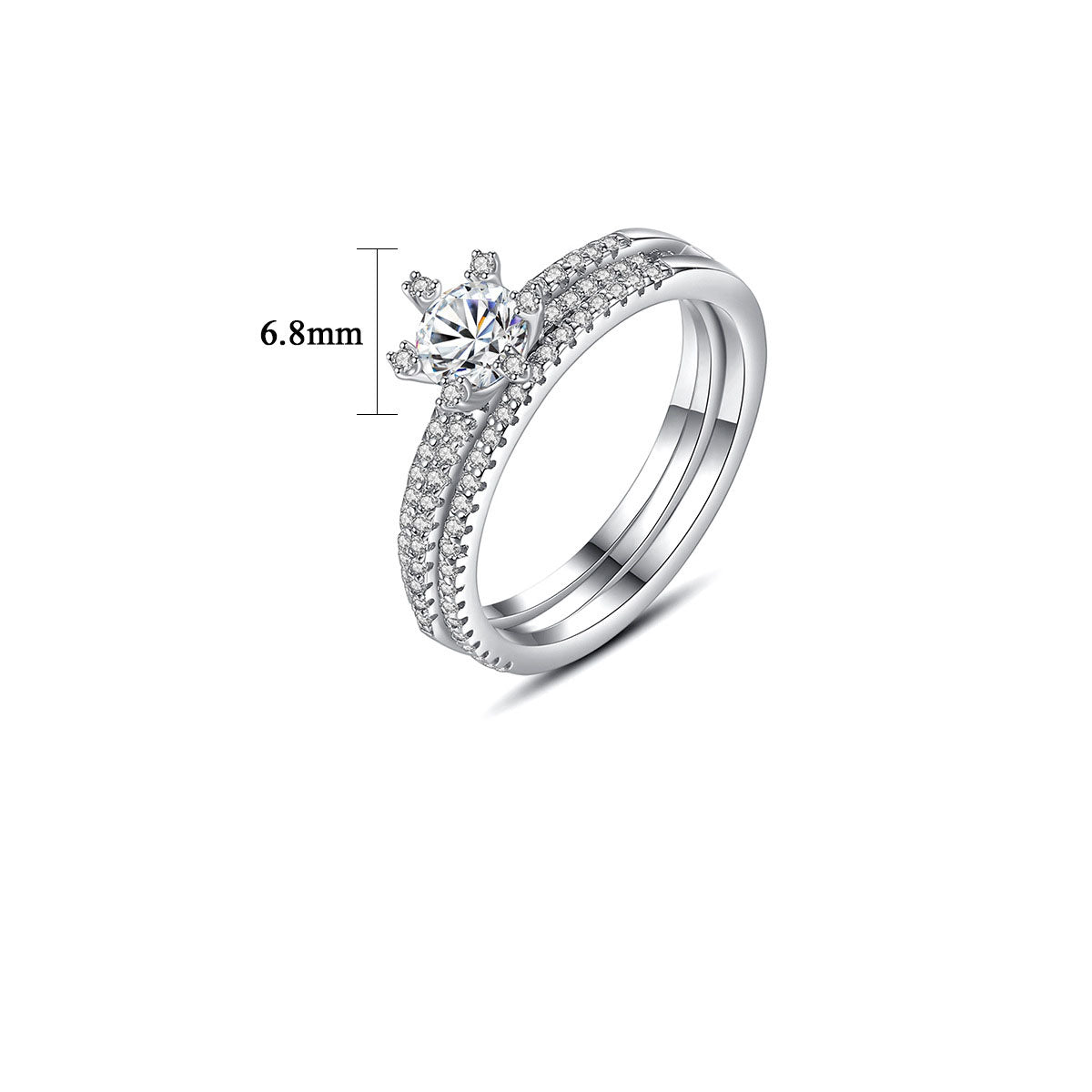 Elegant Moissanite Diamond Anti tarnish Ring, Crown 925 Sterling Silver Ring, Wedding & Anniversary gift