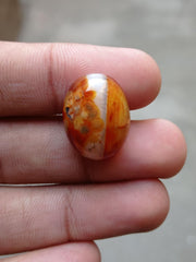 26ct Bi-Color Agate with Orbicular Pattern - Sulaimani Aqeeq - 21x17mm