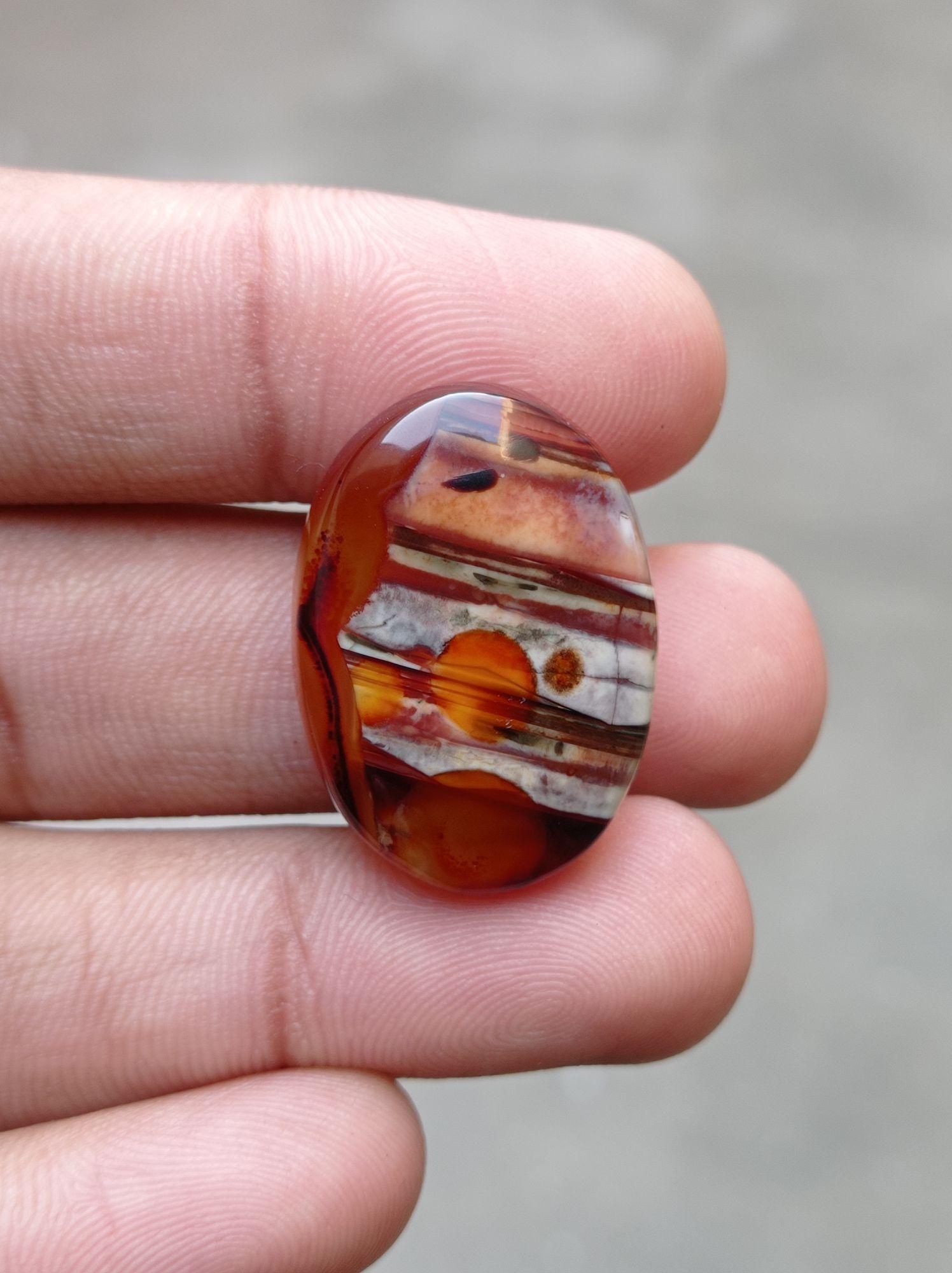 28ct Abstract Agate Cabochon - Sulaimani Aqeeq - 29x21mm