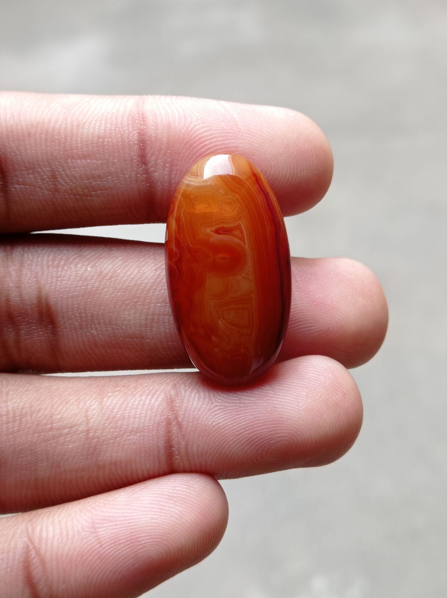 36ct Abstract Pattern Agate Cabochon -  Sulaimani Aqeeq -  33x18mm