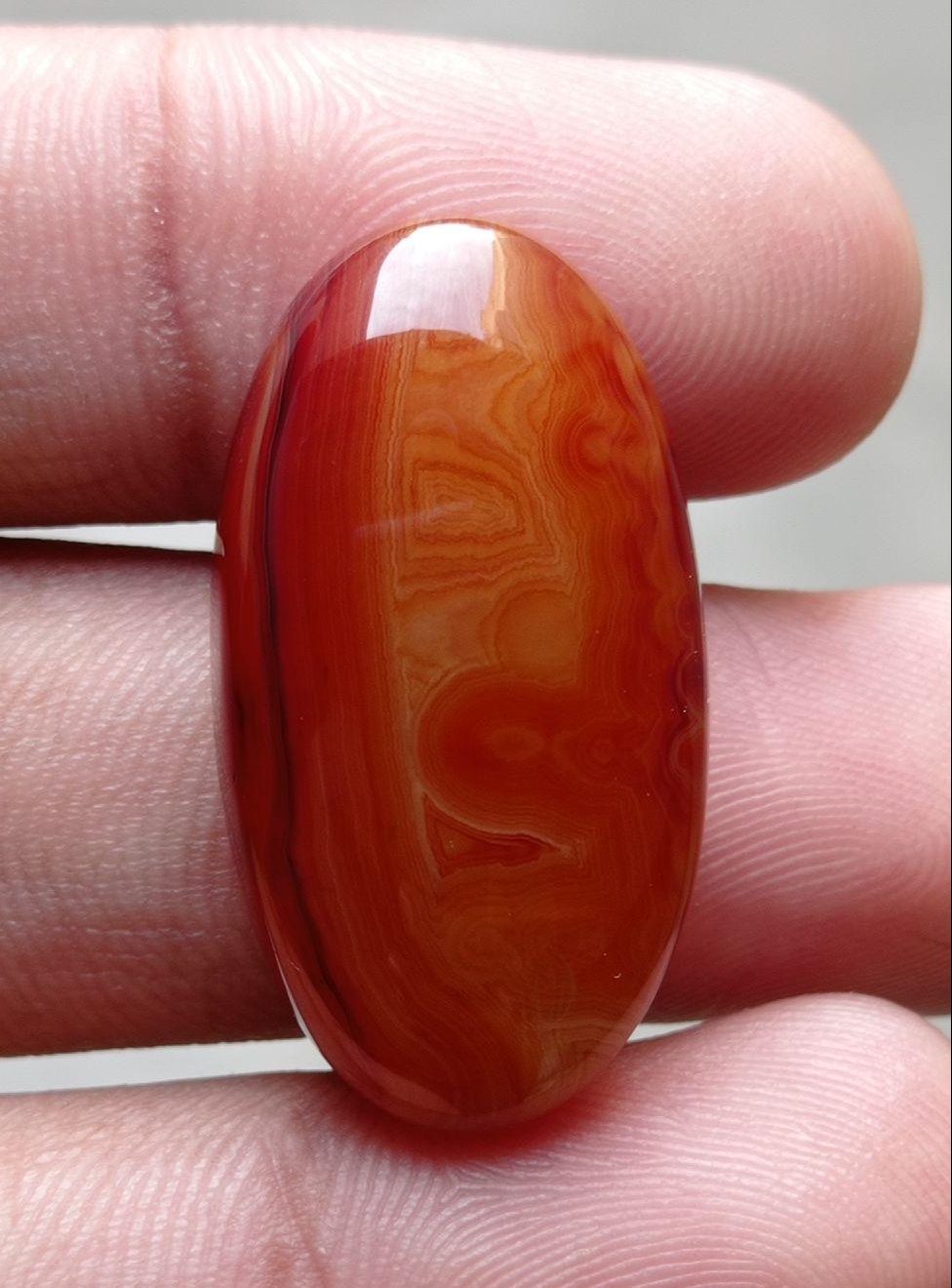 36ct Abstract Pattern Agate Cabochon -  Sulaimani Aqeeq -  33x18mm