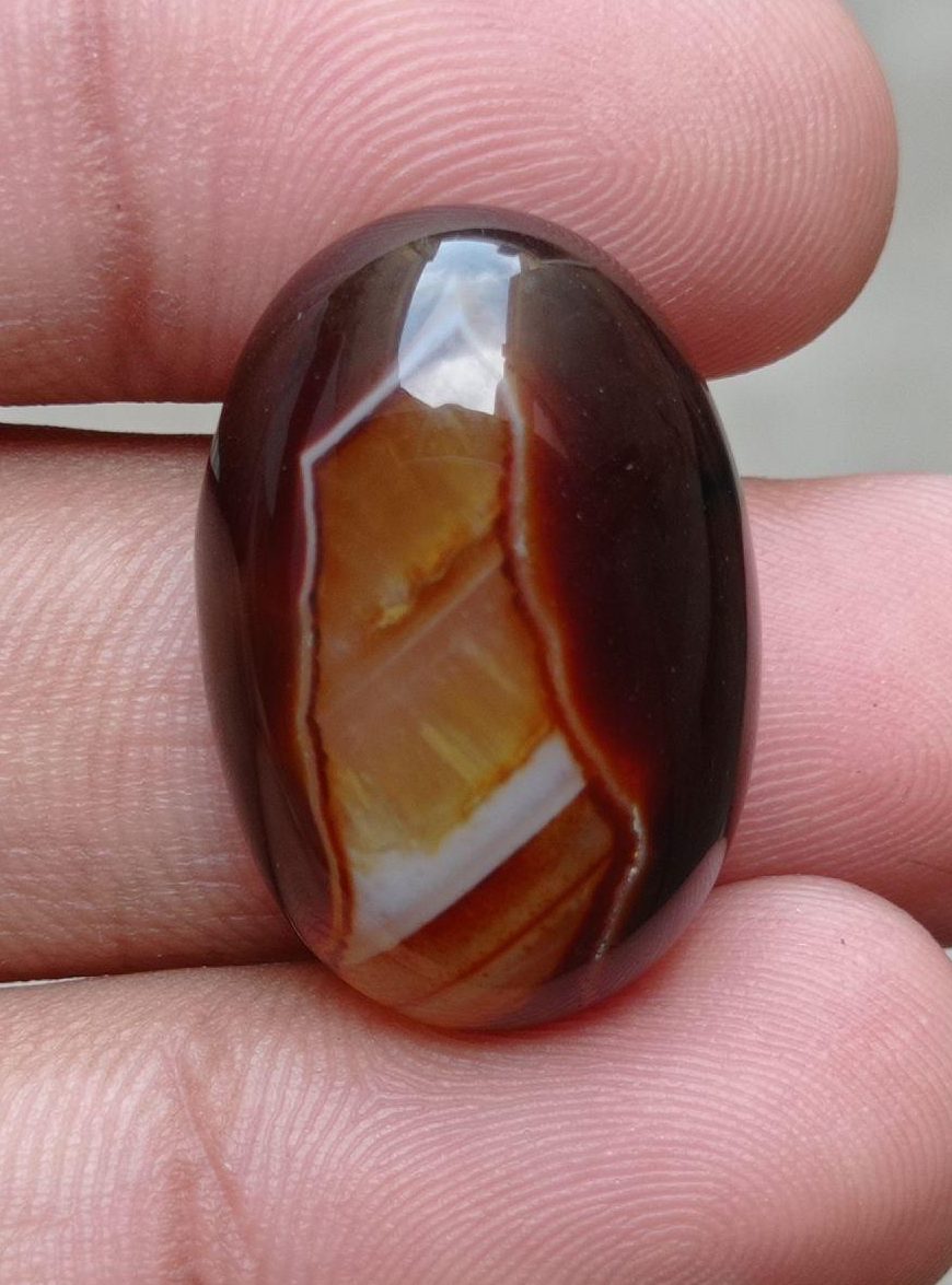 34ct Fortified Agate Cabochon - Sulaimani Aqeeq - 27x19mm