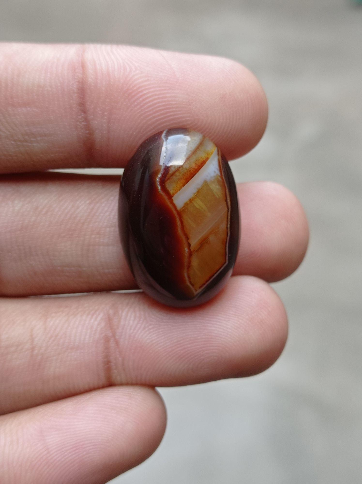 34ct Fortified Agate Cabochon - Sulaimani Aqeeq - 27x19mm