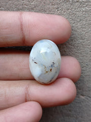 White Agate with Black inclusions - Sulaimani Aqeeq - 25x17mm