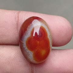 Red Cloud pattern in Agate cabochon with Quartzite - Sulaimani Aqeeq - 23x17x10mm