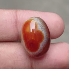 Red Cloud pattern in Agate cabochon with Quartzite - Sulaimani Aqeeq - 23x17x10mm