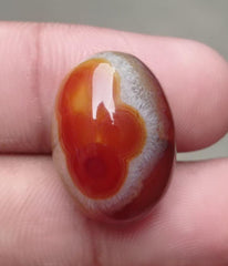 Red Cloud pattern in Agate cabochon with Quartzite - Sulaimani Aqeeq - 23x17x10mm