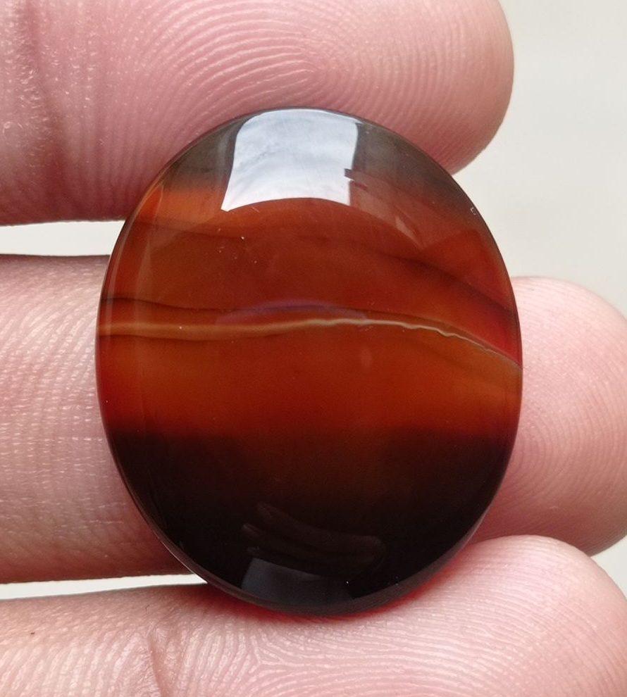 31ct Classy Bi-Color Agate Cabochon - Sulaimani Aqeeq - 29x24x6mm