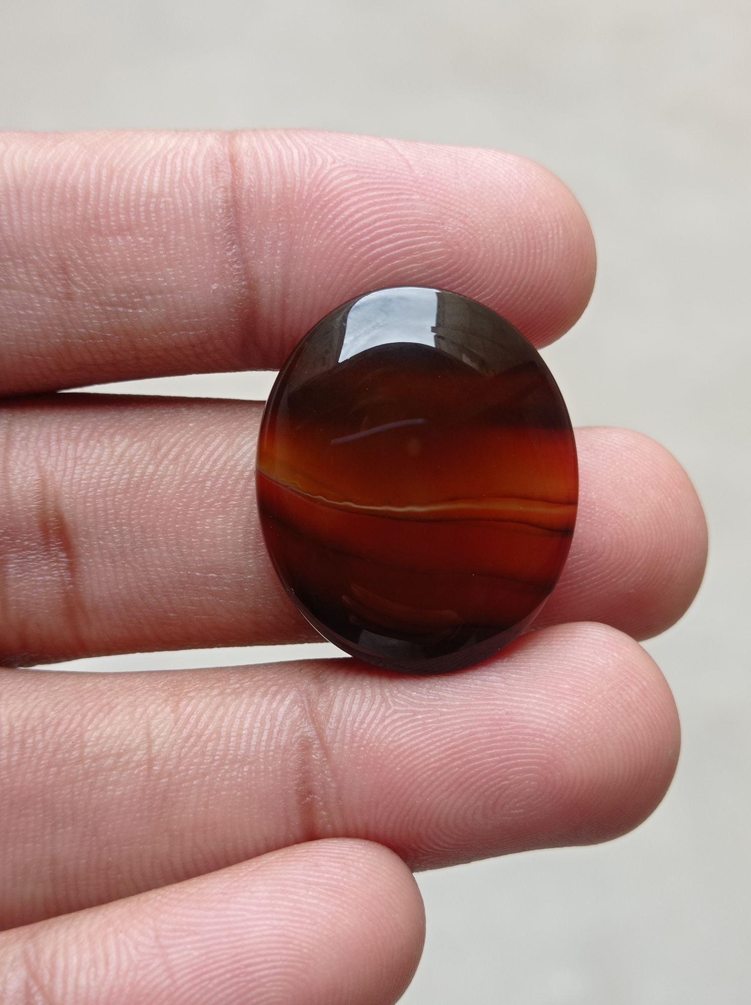 31ct Classy Bi-Color Agate Cabochon - Sulaimani Aqeeq - 29x24x6mm