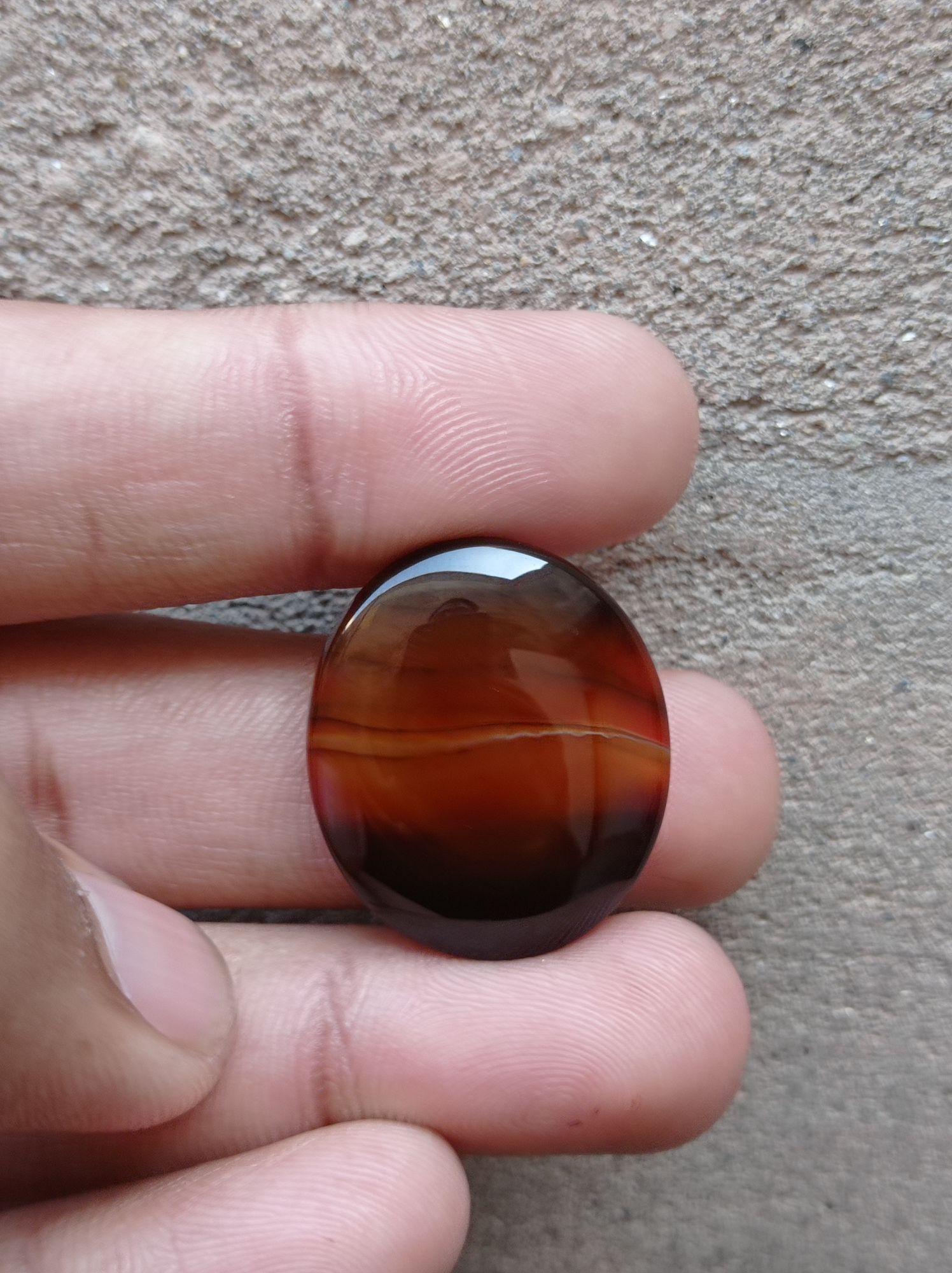 31ct Classy Bi-Color Agate Cabochon - Sulaimani Aqeeq - 29x24x6mm