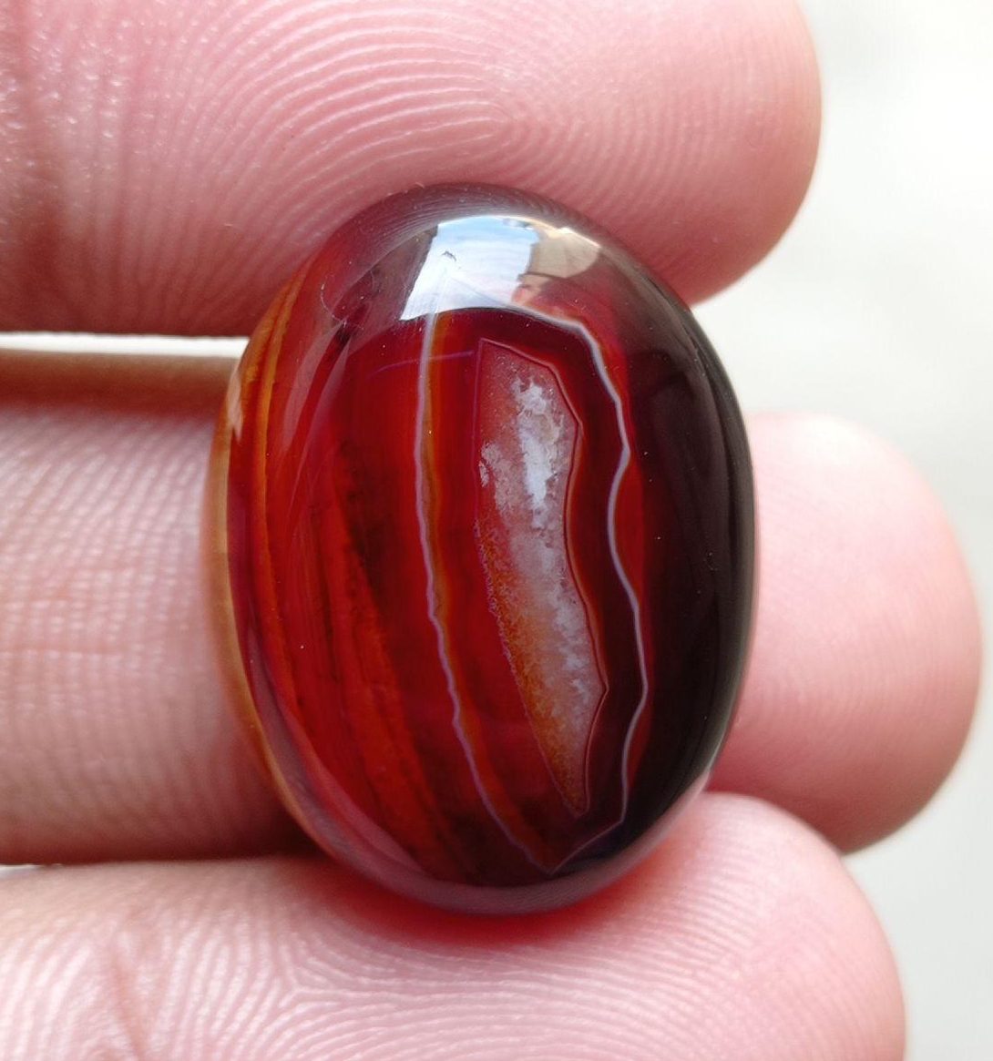 34.6ct Fortified Agate Cabochon - Sulaimani Aqeeq - 25x19x9mm