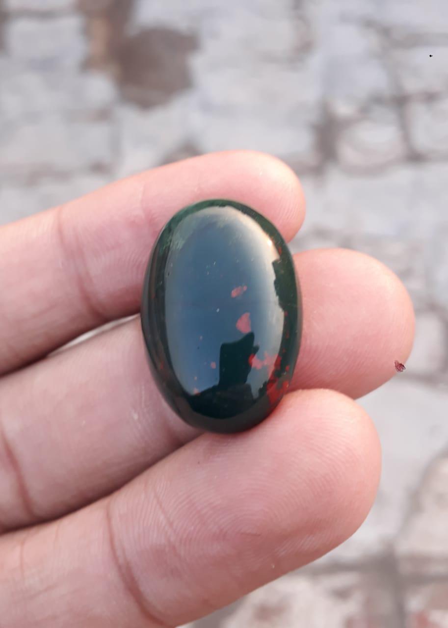 27.1ct Natural High Quality Blood Stone - Heliotrope - Dimension-24.6x17.3mm