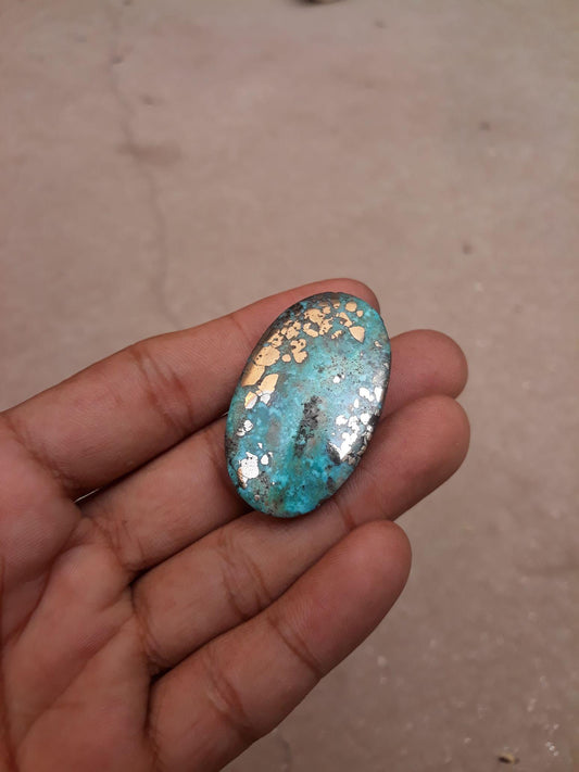 Natural Turquoise with Pyrite –Blue Matrix Turquoise -Shajri Feroza-101 Ct-43x25mm