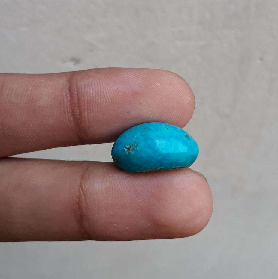 فيروز طبيعي معتمد - فيروزا أزرق فيروزي -15 قيراط - 19 × 14 ملم