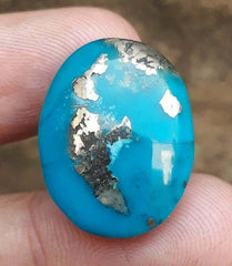 Natural Turquoise with Pyrite - Blue Matrix Turquoise - Shajri Feroza-31-Ct--23x18mm