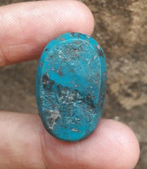 Natural Turquoise with Pyrite - Blue Matrix Turquoise - Shajri Feroza- 49-Ct-29x18mm