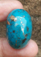 Natural Turquoise with Pyrite - Blue Matrix Turquoise - Shajri Feroza- 49-Ct-29x18mm