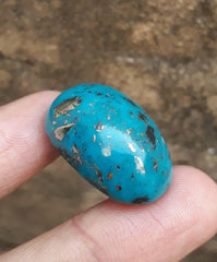 Natural Turquoise with Pyrite - Blue Matrix Turquoise - Shajri Feroza- 49-Ct-29x18mm