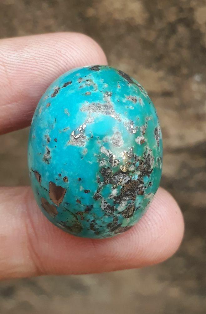 Natural Turquoise with Pyrite - Blue Matrix Turquoise - Shajri Feroza-69-Ct-29x22mm