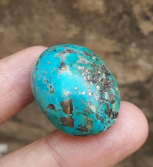 Natural Turquoise with Pyrite - Blue Matrix Turquoise - Shajri Feroza-69-Ct-29x22mm