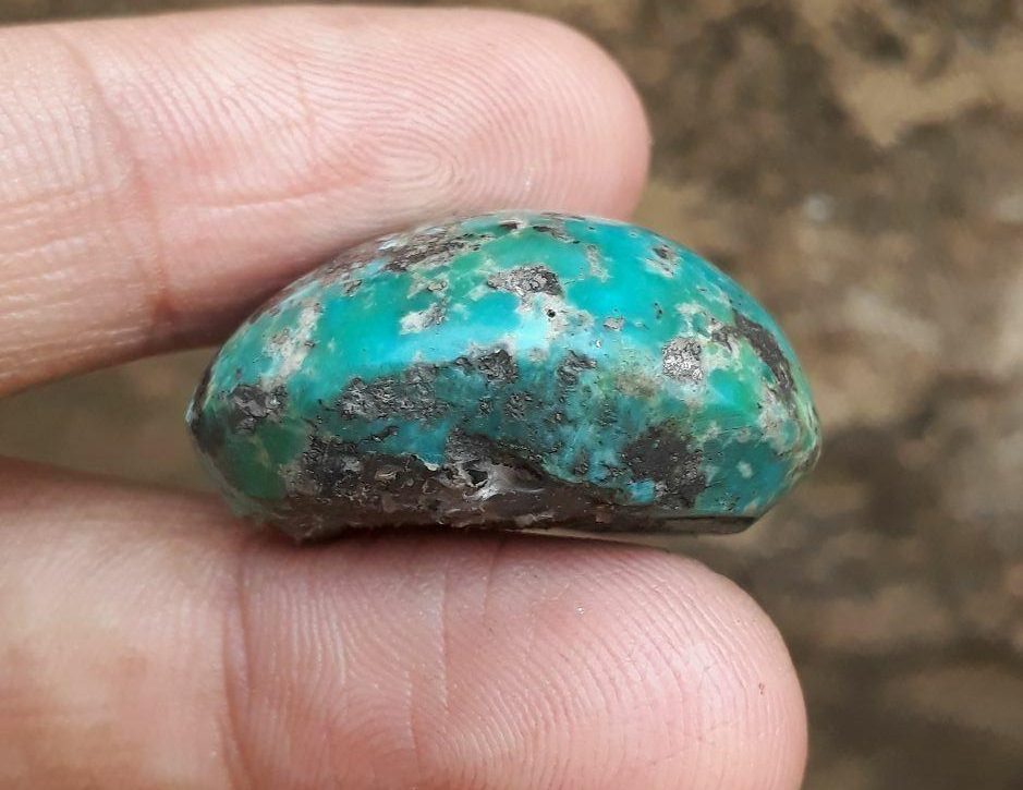 Natural Turquoise with Pyrite - Blue Matrix Turquoise - Shajri Feroza-69-Ct-29x22mm