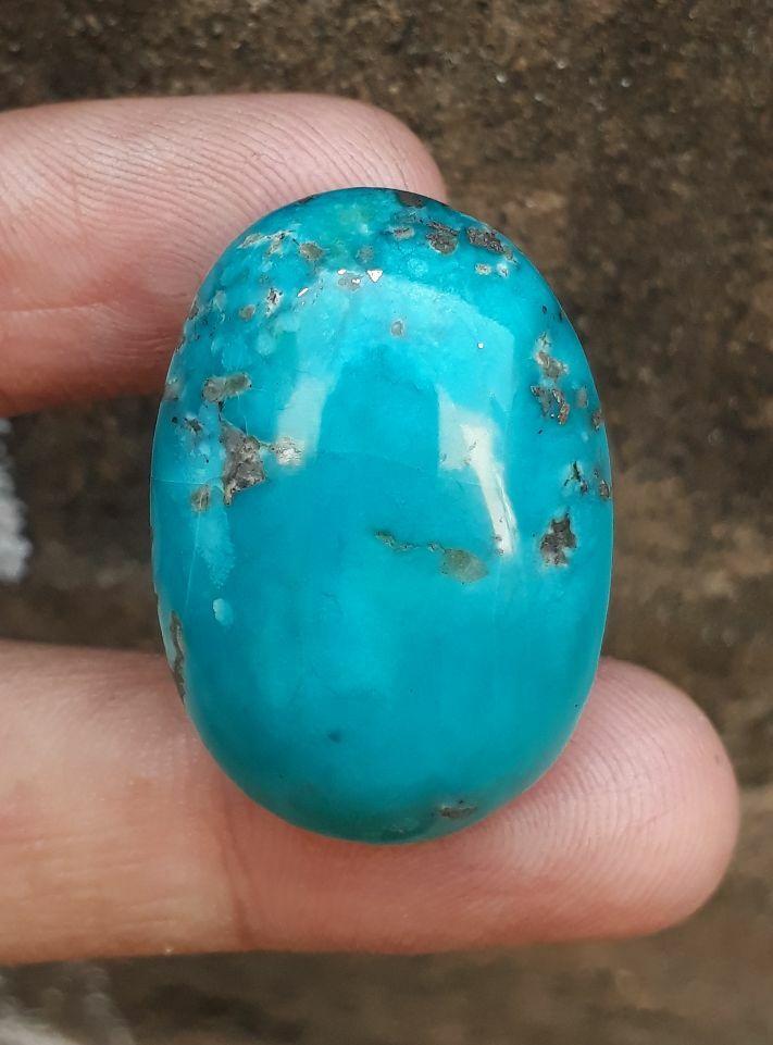 Natural Turquoise with Pyrite - Blue Matrix Turquoise - Shajri Feroza-72-Ct-33x23mm