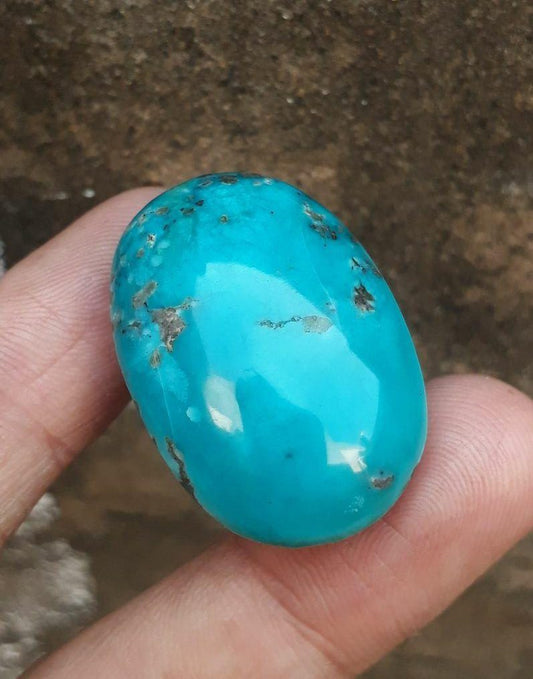 Natural Turquoise with Pyrite - Blue Matrix Turquoise - Shajri Feroza-72-Ct-33x23mm