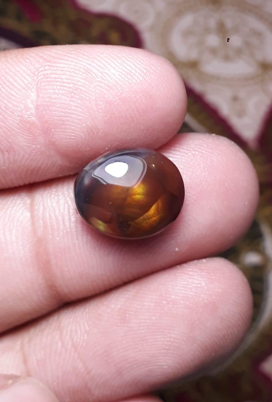 6.1ct Rare Fire Agate, Yellow Oval Cabochon Fire Agate - Perfect Gift, Dimensions 13x10mm
