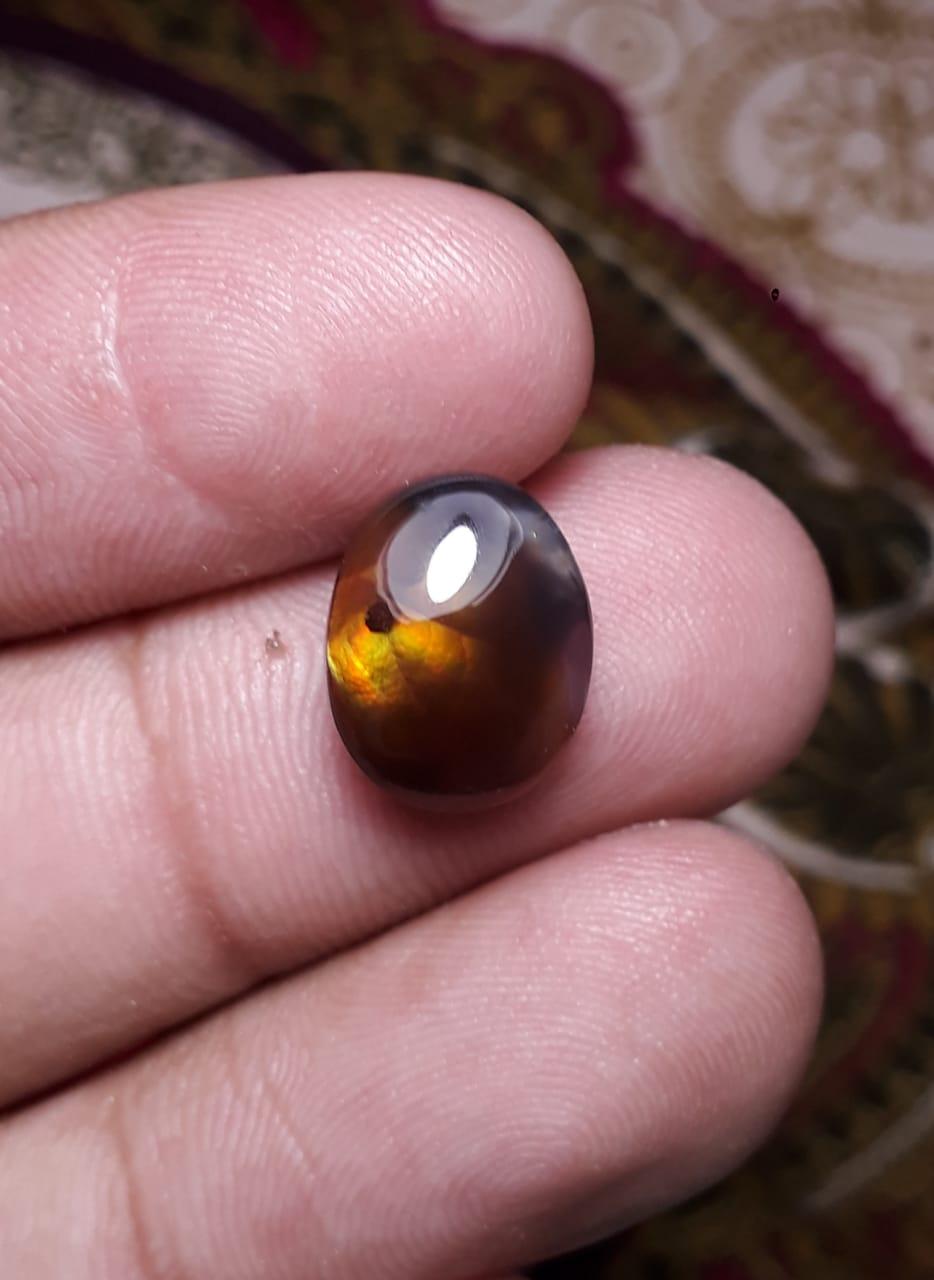 6.1ct Rare Fire Agate, Yellow Oval Cabochon Fire Agate - Perfect Gift, Dimensions 13x10mm