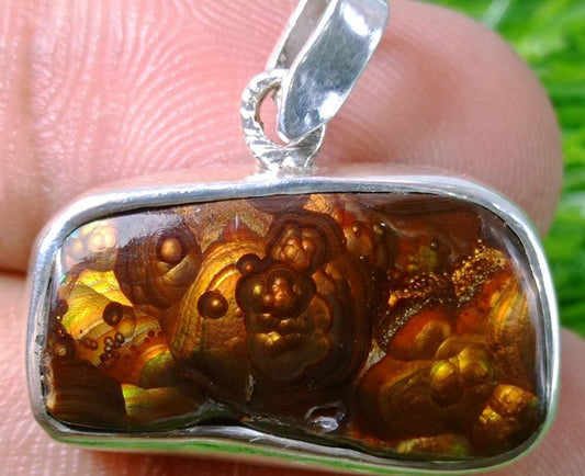 39.5ct Natural Fire Agate in Silver Pendent, Multi Color Fire Agate, Fire Agate AZ - Perfect gemstone Gift, Rare Gemstone than Diamonds, Dimensions 27x16x8mm