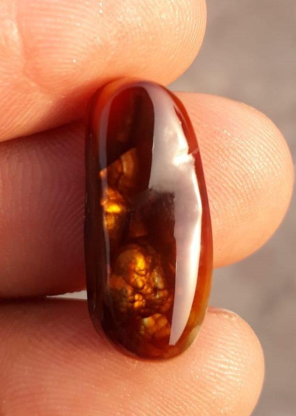 13.3ct Fire Agate cabochon - Brown Fire Agate, Aatshi Aqeeq, Perfect Gift For All, Dimensions 20x8mm