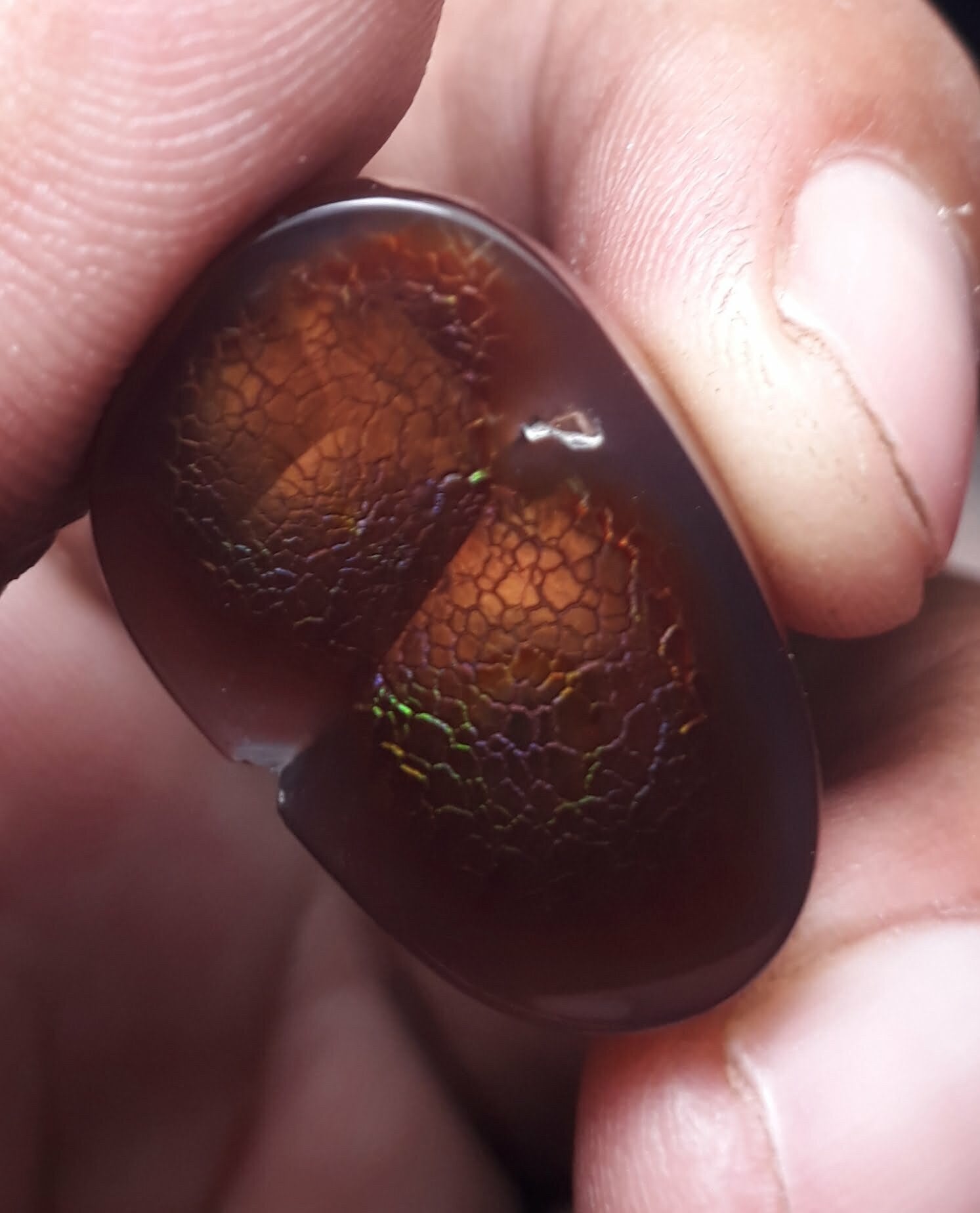 Rare Crackled Pattern Fire Agate Cabochon - Agata De Fuego