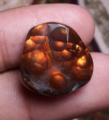 Rare Mexican Fire Agate Cabochon with Seginite