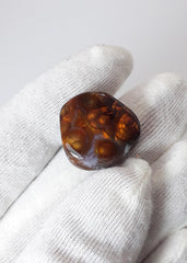 Rare Mexican Fire Agate Cabochon with Seginite