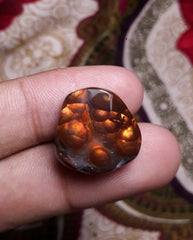 Rare Mexican Fire Agate Cabochon with Seginite