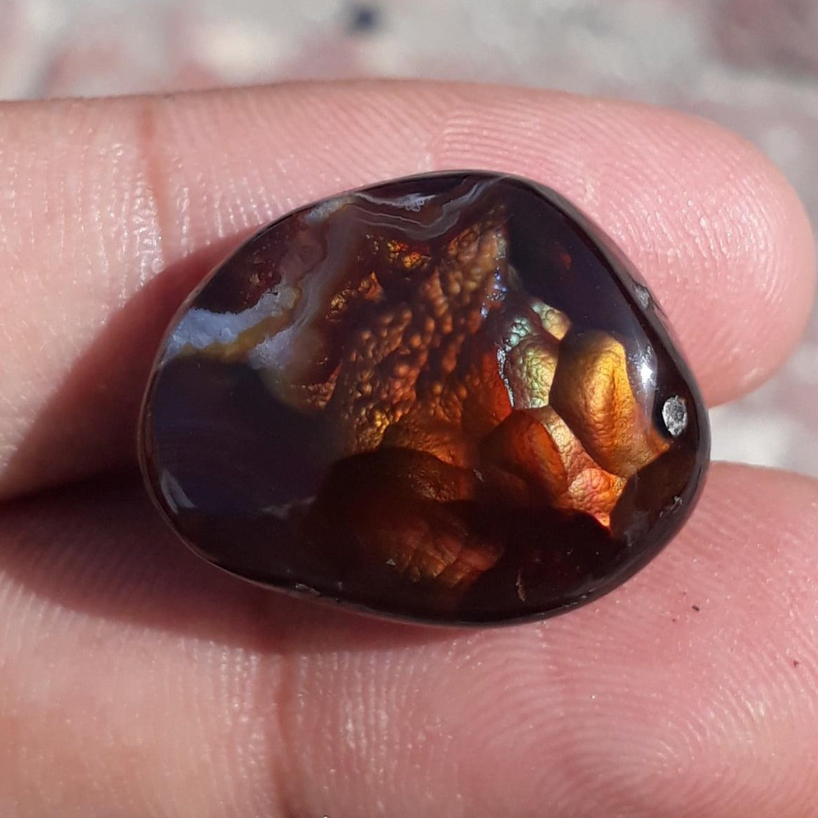 27ct Mexican Fire Agate,  Rare Fire Agate, Suitable for Pendant - Perfect gemstone Gift for Gem Lover, Dimensions 23 x 18 mm