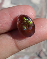 Rare Mexican Fire Agate Cabochon Green & Purple Fires - Agata De Fuego