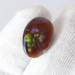 Rare Mexican Fire Agate Cabochon Green & Purple Fires - Agata De Fuego